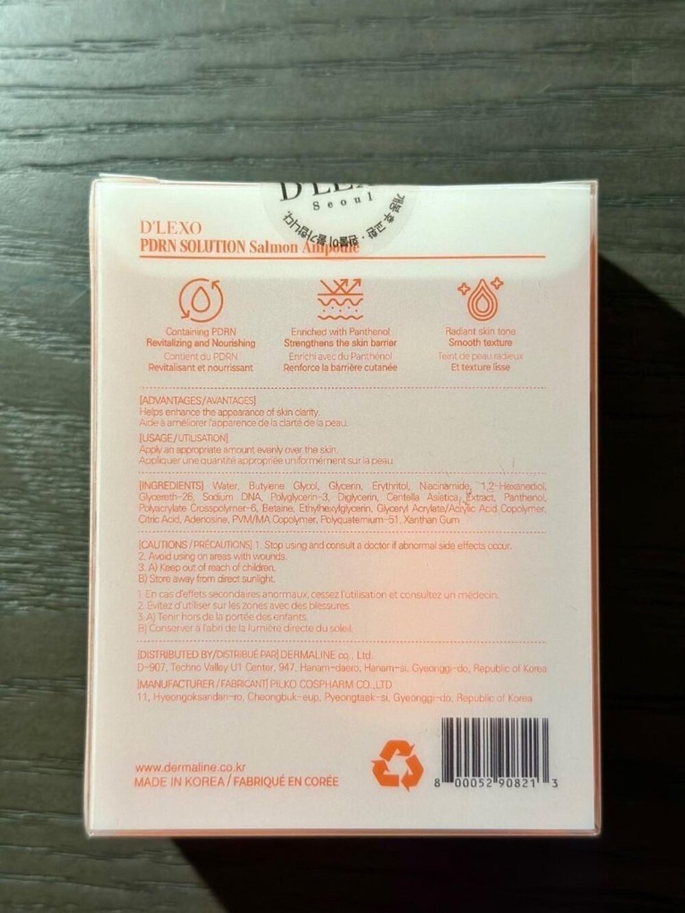 DERMALINE D'LEXO Salmon PDRN Ampoule 35 Ml / 1.18 Fl.oz Brand New Sealed - Picture 3 of 6